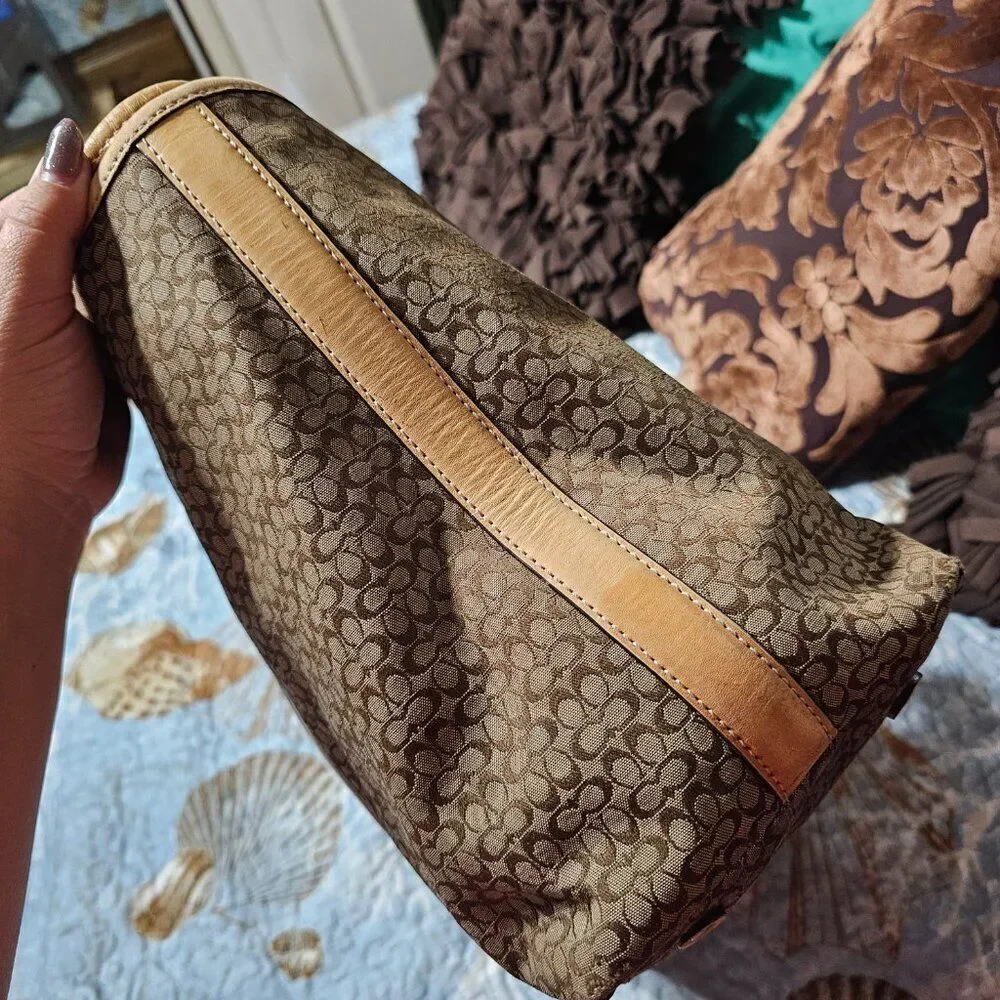 Vintage Coach Y2K Hamptons Large Travel Tote Bag Purse in Signature Jacquard